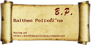 Balthes Polixéna névjegykártya